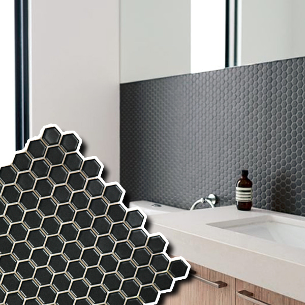 블랙 육각 헥사곤 모자이크 타일 벽 바닥 현관 욕실 화장실 주방 타일